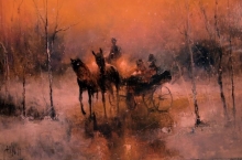 Returning from a Visit - oil, canvas