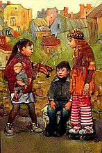 Kids In The City - oil, canvas