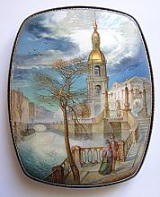 The Couple - a box, Fedoskino lacquer painting technique