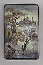 The Magpies - a box, Fedoskino lacquer painting technique