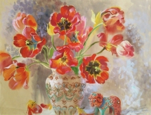 Open Tulips - watercolor, gouache