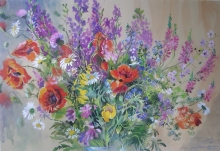 Field Flowers - watercolor, gouache