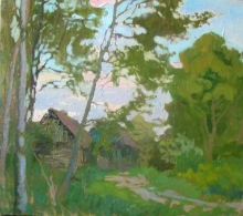 Green Evening - oil, canvas