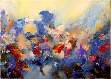 Dawn In The Field - oil, canvas, palette knife