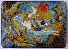 Koshchey The Immortal - a box: papier-mache, egg tempera, gold leaf, lacquer