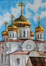 Temple - watercolors, paper