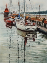 Pier - watercolors, paper