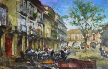 Street Cafe - oil, canvas