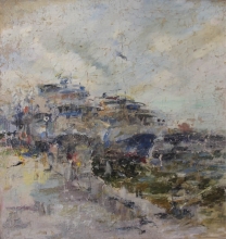 Ships In The Port, Kazan - oil, canvas