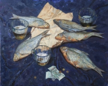 Still Life With Beer - oil, canvas