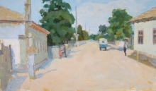 Streets In Moldavia - oil, cardboard
