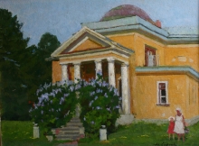 In The Old Manor - oil, fireboard