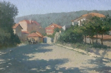 Street In Obzor - oil on canvas on hardboard