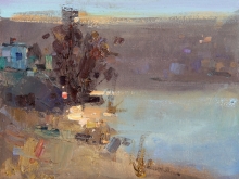 Evening - oil, canvas on cardboard