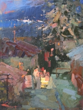 Evening In Gurzuf - oil, canvas on cardboard