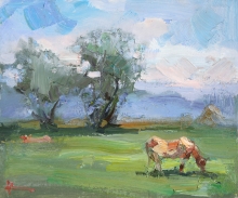 At The Meadow - oil, canvas on cardboard