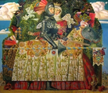 A Knight And A Queen - oil, canvas