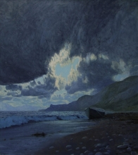 Landscape With A Boat - oil, canvas