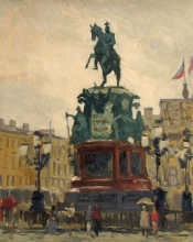 Isaac Square. Sketch - oil, canvas