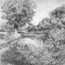 Slow River - pencil, paper