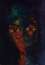 Blue Woman - oil on canvas over cardboard