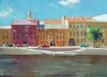 Bright Day. The Fontanka - oil on panel